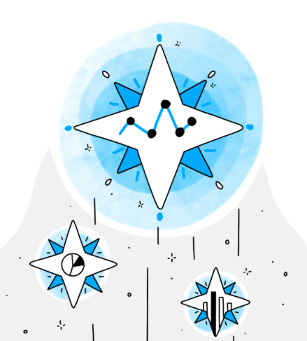 Conjunto de Estrelas em ilustração para dar ideia de North Star Metric, principal métrica de Growth Hacking.