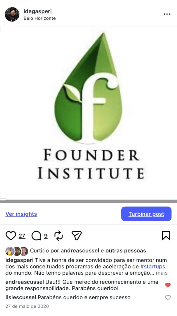 Invitation for Mentorship at Founder Institute
