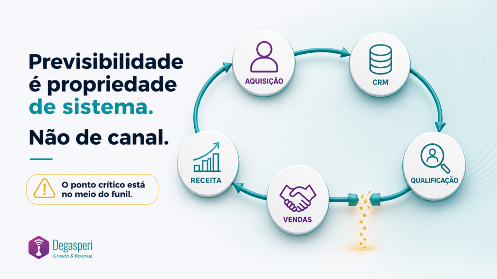 Faça o Radar de Growth para entender onde sua empresa pode estar perdendo receita Crescimento Previsível no B2B acontece quando o sistema está conectado.