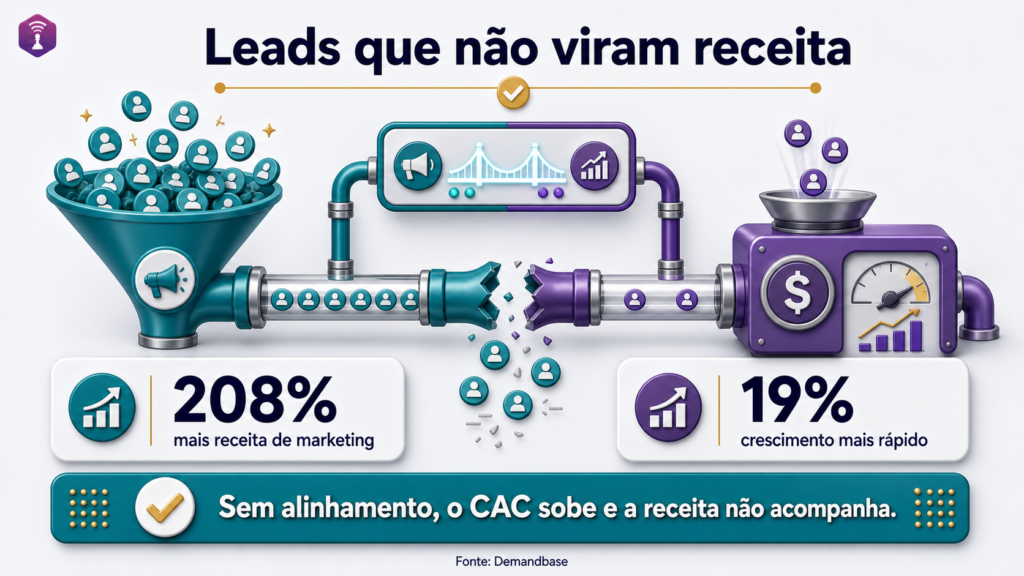 208% a mais de receita para empresas com alinhamento entre Marketing e Vendas